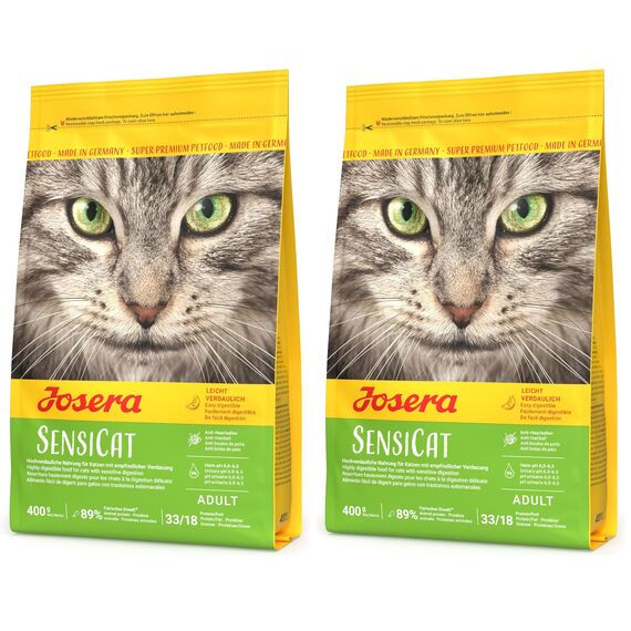 JOSERA SensiCat (1 x 400 g) | Adult | Premium Trockenfutter für ausgewachsene empfindliche Katzen | Geflügel & Reis | extra verträgliche Rezeptur | weizenfrei | Katzenfutter | 2er Pack