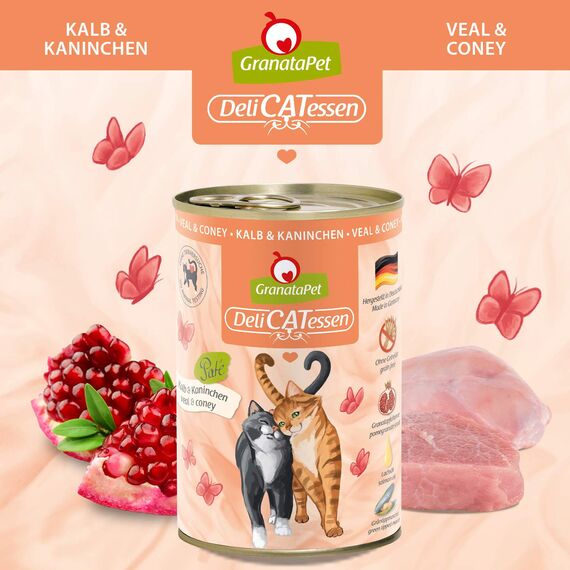 GranataPet DeliCatessen Multipack 3 ohne Fisch, Nassfutter für Katzen im Probierpaket, Alleinfuttermittel ohne Getreide, Katzenfutter mit hohem Fleischanteil & hochwertigen Ölen, 6 x 400 g