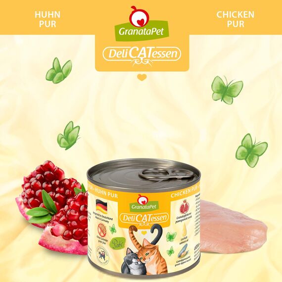 GranataPet DeliCatessen Multipack 2 PUR, Nassfutter für Katzen im Probierpaket, Alleinfuttermittel ohne Getreide, Katzenfutter mit hohem Fleischanteil & hochwertigen Ölen, 6 x 200 g