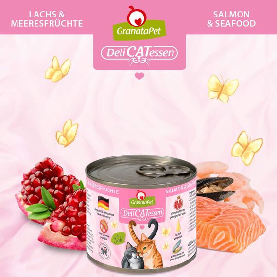 GranataPet DeliCatessen Multipack 1, Nassfutter für Katzen im Probierpaket, Alleinfuttermittel ohne Getreide, Katzenfutter mit hohem Fleischanteil & hochwertigen Ölen, 6 x 200 g