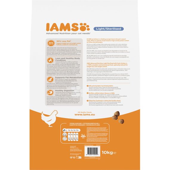 IAMS Sterilised Katzenfutter trocken mit Huhn - Trockenfutter für sterilisierte/kastrierte Katzen ab 1 Jahr, 10 kg