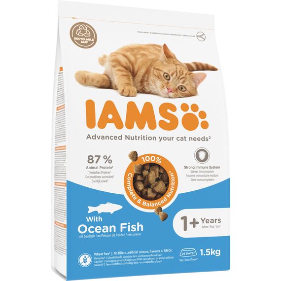 IAMS for Vitality Katzenfutter trocken mit Fisch - Trockenfutter für Katzen im Alter von 1-6 Jahren, 1,5 kg