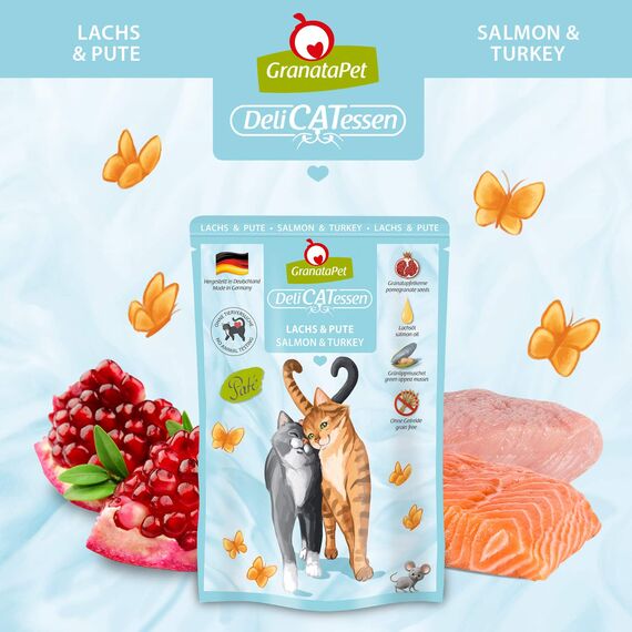 GranataPet Delicatessen Multipack 1, Nassfutter für Katzen im Probierpaket, Alleinfuttermittel ohne Getreide, Katzenfutter mit hohem Fleischanteil & hochwertigen Ölen, 6 x 85 g (Packung mit 6)