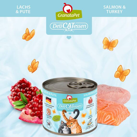 GranataPet DeliCatessen Multipack 1, Nassfutter für Katzen im Probierpaket, Alleinfuttermittel ohne Getreide, Katzenfutter mit hohem Fleischanteil & hochwertigen Ölen, 6 x 200 g