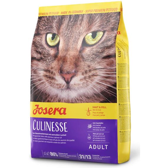 JOSERA Culinesse (1 x 400 g) | Adult | Premium Trockenfutter für ausgewachsene wählerische Katzen | Lachs & Geflügel | gut verträglich | moderater Fettgehalt | weizenfrei | Katzenfutter | 1er Pack