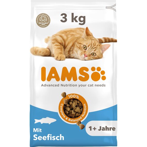 IAMS Katzenfutter trocken mit Fisch - Trockenfutter für Katzen im Alter von 1-6 Jahren, 3 kg