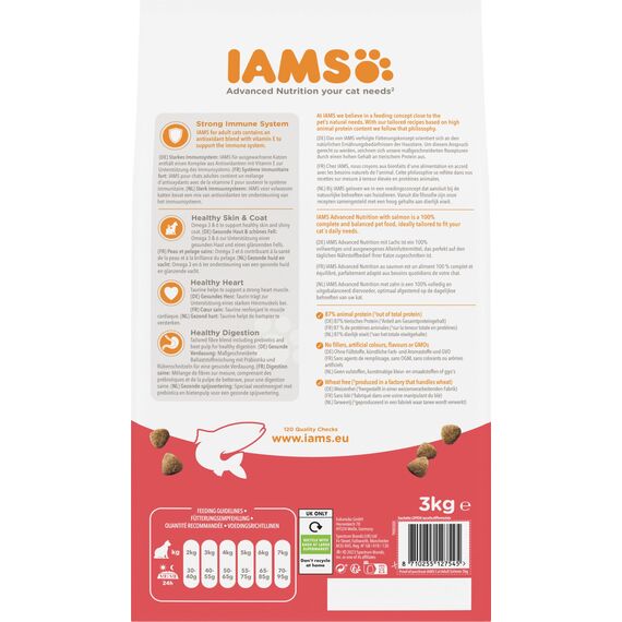 IAMS Katzenfutter trocken mit Lachs - Trockenfutter für Katzen im Alter von 1-6 Jahren, 3 kg