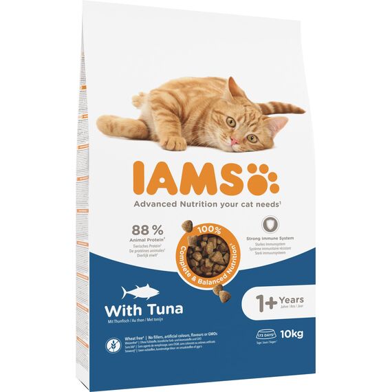 IAMS Katzenfutter trocken mit Thunfisch - Trockenfutter für Katzen im Alter von 1-6 Jahren, 10 kg