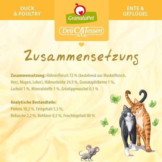 GranataPet DeliCatessen Huhn PUR, Nassfutter für Katzen, Futter ohne Getreide & ohne Zuckerzusätze, Katzenfutter mit hohem Fleischanteil & hochwertigen Ölen, 6 x 85 g