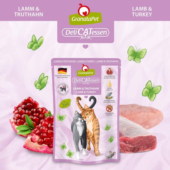 GranataPet Delicatessen Multipack 1, Nassfutter für Katzen im Probierpaket, Alleinfuttermittel ohne Getreide, Katzenfutter mit hohem Fleischanteil & hochwertigen Ölen, 6 x 85 g (Packung mit 6)