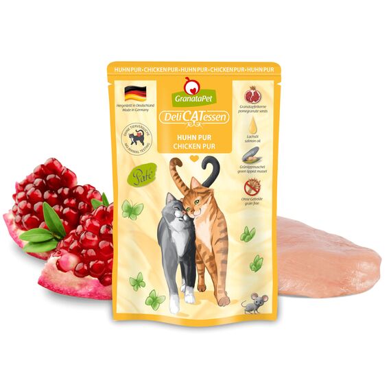 GranataPet Delicatessen Multipack 2 PUR, Nassfutter für Katzen im Probierpaket, Alleinfuttermittel ohne Getreide, Katzenfutter mit hohem Fleischanteil & hochwertigen Ölen, 6 x 85 g
