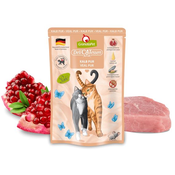 GranataPet Delicatessen Multipack 2 PUR, Nassfutter für Katzen im Probierpaket, Alleinfuttermittel ohne Getreide, Katzenfutter mit hohem Fleischanteil & hochwertigen Ölen, 6 x 85 g