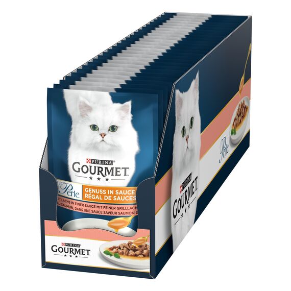 Gourmet Perle Genuss in Sauce Katzenfutter nass, mit Lachs, 26er Pack (26 x 85g)