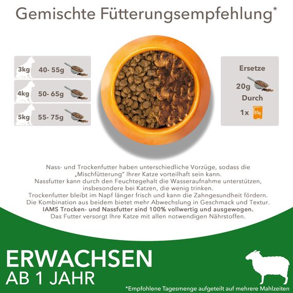 IAMS Katzenfutter trocken mit Lamm - Trockenfutter für Katzen im Alter von 1-6 Jahren, 10 kg