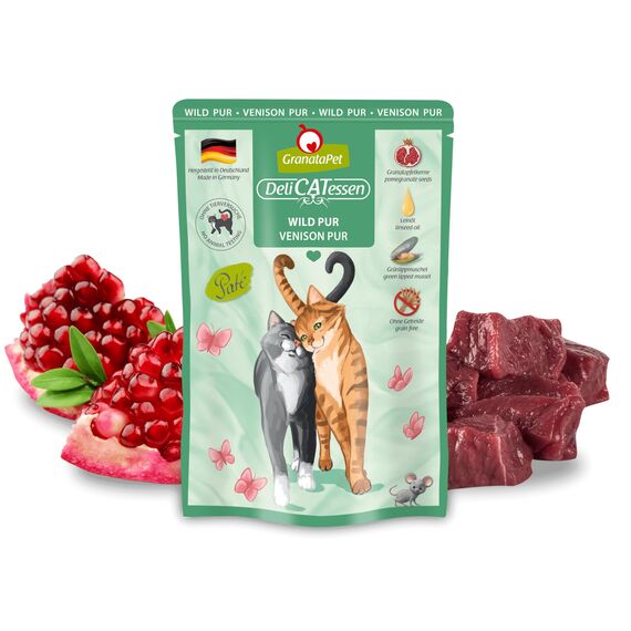 GranataPet Delicatessen Multipack 2 PUR, Nassfutter für Katzen im Probierpaket, Alleinfuttermittel ohne Getreide, Katzenfutter mit hohem Fleischanteil & hochwertigen Ölen, 6 x 85 g