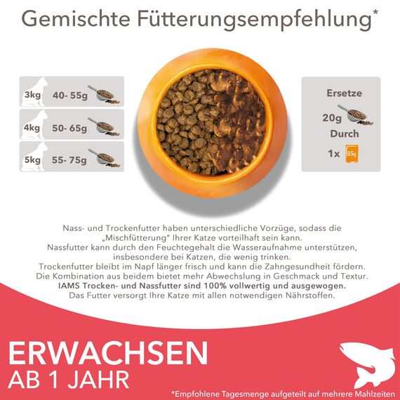 IAMS Katzenfutter trocken mit Lachs - Trockenfutter für Katzen im Alter von 1-6 Jahren, 3 kg