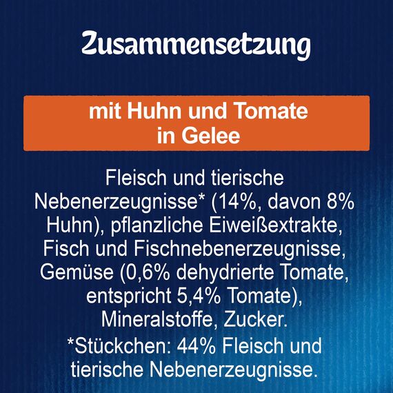 Felix So gut wie es aussieht Katzenfutter nass in Gelee, mit Huhn und Tomate, 26er Pack (26 x 85g)