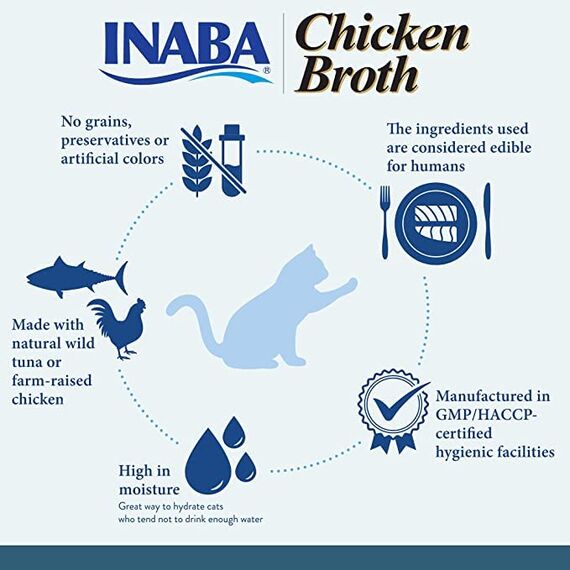 INABA Ciao Broth Katzenfutter Nass 88% Feuchtigkeit und Vitamin E, Premium Katzensuppe mit Huhn & Jakobsmuschel 40 g (2er Pack), 100% natürliches Fleisch, Getreidefrei, Zuckerfrei