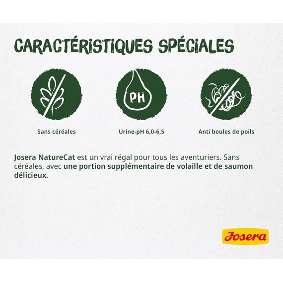 JOSERA NatureCat (1 x 400 g) | Adult | Premium Trockenfutter für ausgewachsene Katzen | Lachs & Geflügel | erlesene Kräuter & gesunde Früchte | getreidefrei | Katzenfutter | 2er Pack