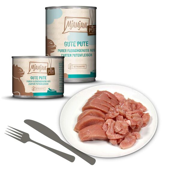 MjAMjAM - Premium Nassfutter für Katzen - Mixpaket V - Purer Fleischgenuss, 6er Pack (6 x 400 g), getreidefrei mit extra viel Fleisch