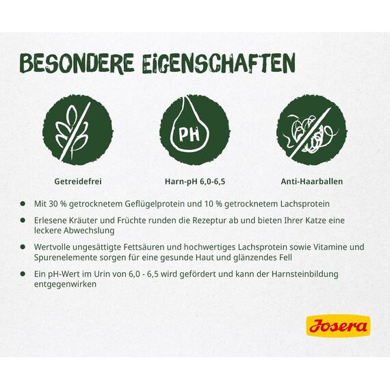 JOSERA NatureCat (1 x 10 kg) | Adult | Premium Trockenfutter für ausgewachsene Katzen | Lachs & Geflügel | erlesene Kräuter & gesunde Früchte | getreidefrei | Katzenfutter | 1er Pack