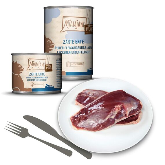 MjAMjAM - Premium Nassfutter für Katzen - Mixpaket V - Purer Fleischgenuss, 6er Pack (6 x 800 g), getreidefrei mit extra viel Fleisch,Fleischig