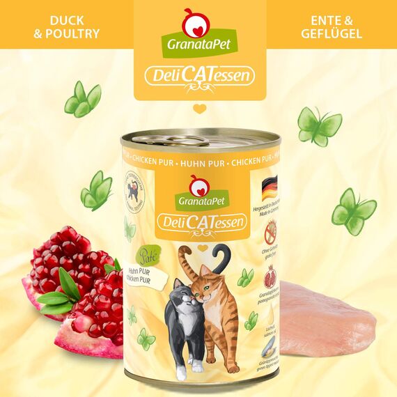 GranataPet DeliCatessen Multipack 2 PUR, Nassfutter für Katzen im Probierpaket, Alleinfuttermittel ohne Getreide, Katzenfutter mit hohem Fleischanteil & hochwertigen Ölen, 6 x 400 g