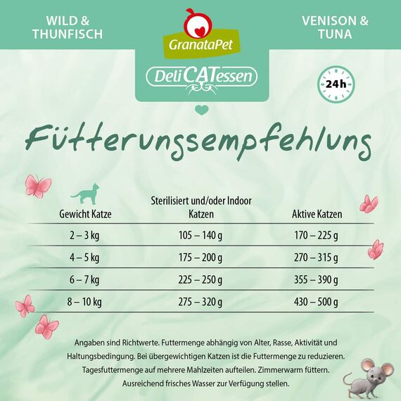 GranataPet DeliCatessen Wild & Thunfisch, Nassfutter für Katzen, Katzenfutter für Feinschmecker, Futter ohne Getreide & ohne Zuckerzusätze, 6 x 800 g