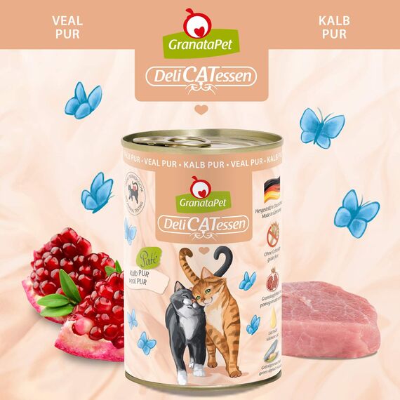 GranataPet DeliCatessen Multipack 2 PUR, Nassfutter für Katzen im Probierpaket, Alleinfuttermittel ohne Getreide, Katzenfutter mit hohem Fleischanteil & hochwertigen Ölen, 6 x 400 g