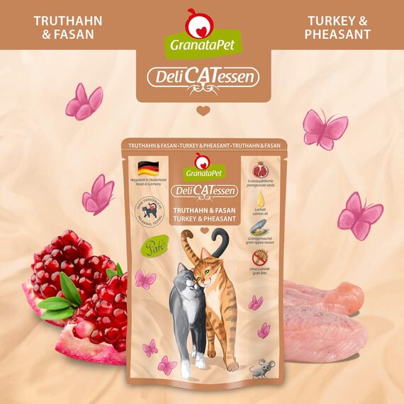 GranataPet DeliCatessen Multipack 3 ohne Fisch, Nassfutter für Katzen im Probierpaket, Alleinfuttermittel ohne Getreide, Katzenfutter mit hohem Fleischanteil & hochwertigen Ölen, 6 x 85