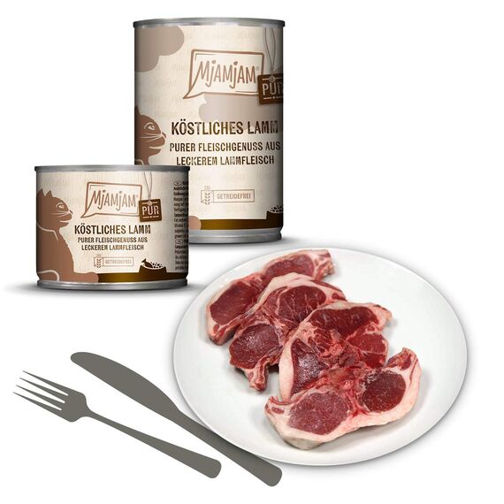 MjAMjAM - Premium Nassfutter für Katzen - Mixpaket V - Purer Fleischgenuss, 6er Pack (6 x 400 g), getreidefrei mit extra viel Fleisch