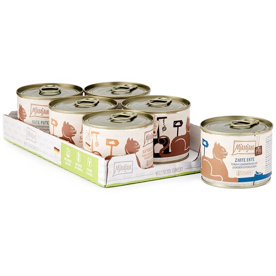 MjAMjAM - Premium Nassfutter für Katzen - Mixpaket V - Purer Fleischgenuss, 6er Pack (6 x 200 g), getreidefrei mit extra viel Fleisch