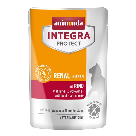 animonda INTEGRA PROTECT Katzenfutter nass Renal (Niere) mit Rind (24 x 85g), vom Tierarzt empfohlen bei Niereninsuffizienz, mit Veterinären entwickeltes Diätalleinfutter für erwachsene Katzen