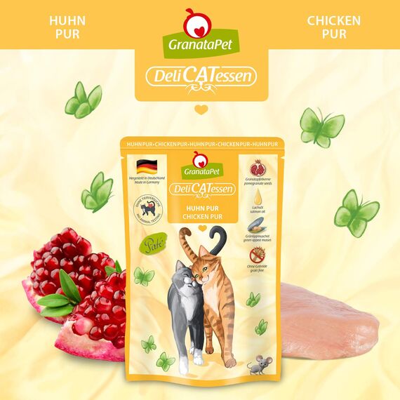 GranataPet DeliCatessen Multipack 2 PUR, Nassfutter für Katzen im Probierpaket, Alleinfuttermittel ohne Getreide, Katzenfutter mit hohem Fleischanteil & hochwertigen Ölen, 6 x 85 g
