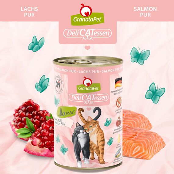 GranataPet DeliCatessen Multipack 2 PUR, Nassfutter für Katzen im Probierpaket, Alleinfuttermittel ohne Getreide, Katzenfutter mit hohem Fleischanteil & hochwertigen Ölen, 6 x 400 g