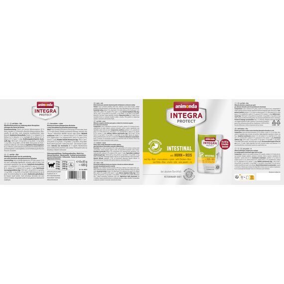animonda INTEGRA PROTECT Katzenfutter nass Intestinal mit Huhn + Reis (8 x 85g), vom Tierarzt empfohlen bei Durchfall & Erbrechen, mit Veterinären entwickeltes Diätalleinfutter für erwachsene Katzen