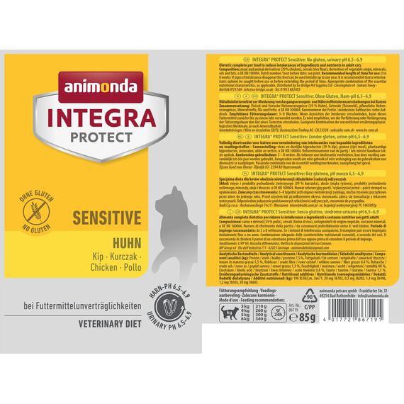 animonda INTEGRA PROTECT Katzenfutter nass Sensitive Huhn (24 x 85g), vom Tierarzt empfohlen bei Futtermittelallergie, mit Veterinären entwickeltes Diätalleinfutter für erwachsene Katzen