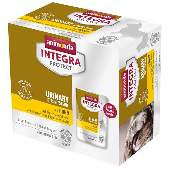 animonda INTEGRA PROTECT Katzenfutter nass Urinary Struvitstein mit Huhn (8 x 85g), vom Tierarzt empfohlen bei Harnsteinen, mit Veterinären entwickeltes Diätalleinfutter für erwachsene Katzen