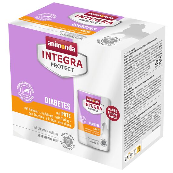 animonda INTEGRA PROTECT Katzenfutter nass Diabetes mit Pute (8 x 85g), vom Tierarzt empfohlen bei Diabetes Mellitus, mit Veterinären entwickeltes Diätalleinfutter für erwachsene Katzen