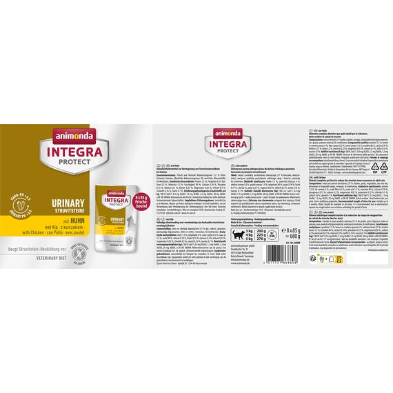 animonda INTEGRA PROTECT Katzenfutter nass Urinary Struvitstein mit Huhn (8 x 85g), vom Tierarzt empfohlen bei Harnsteinen, mit Veterinären entwickeltes Diätalleinfutter für erwachsene Katzen