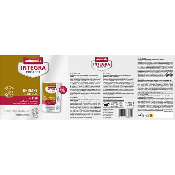 animonda INTEGRA PROTECT Katzenfutter nass Urinary Struvitstein mit Rind (8 x 85g), vom Tierarzt empfohlen bei Harnsteinen, mit Veterinären entwickeltes Diätalleinfutter für erwachsene Katzen