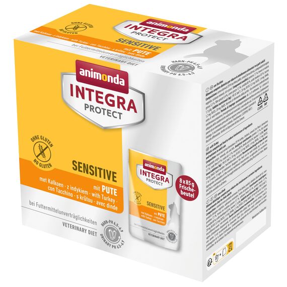 animonda INTEGRA PROTECT Katzenfutter nass Sensitive mit Pute (8 x 85g), vom Tierarzt empfohlen bei Futtermittelallergie, mit Veterinären entwickeltes Diätalleinfutter für erwachsene Katzen