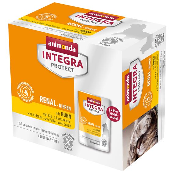 animonda INTEGRA PROTECT Katzenfutter nass Renal (Niere) mit Huhn (8 x 85g), vom Tierarzt empfohlen bei Niereninsuffizienz, mit Veterinären entwickeltes Diätalleinfutter für erwachsene Katzen
