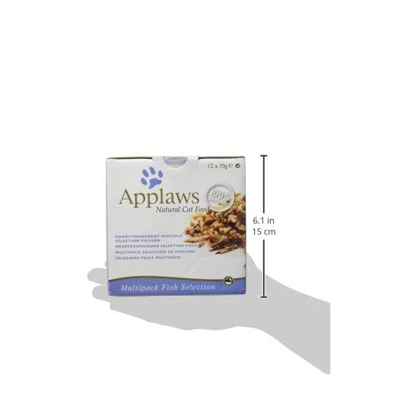 Applaws 100% natürliches Premium-Nassfutter für ausgewachsene Katzen, Fisch-Multipack-Auswahl in Brühe - Packung mit 12 x 70g Dosen