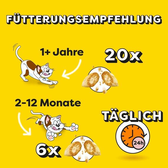 Dreamies Katzensnacks mit Käsegeschmack, 6er Pack, 6x60g – Außen knusprige & innen cremige Katzenleckerlis