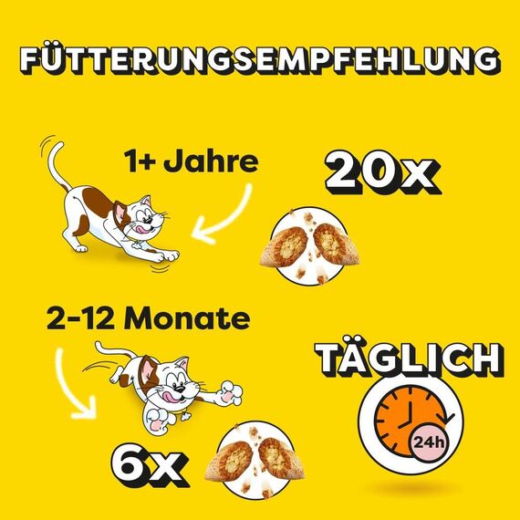 Dreamies Klassiker Katzensnacks mit Lachs – Traumhaft knusprige Taschen mit zarter Füllung – 6 x 60g