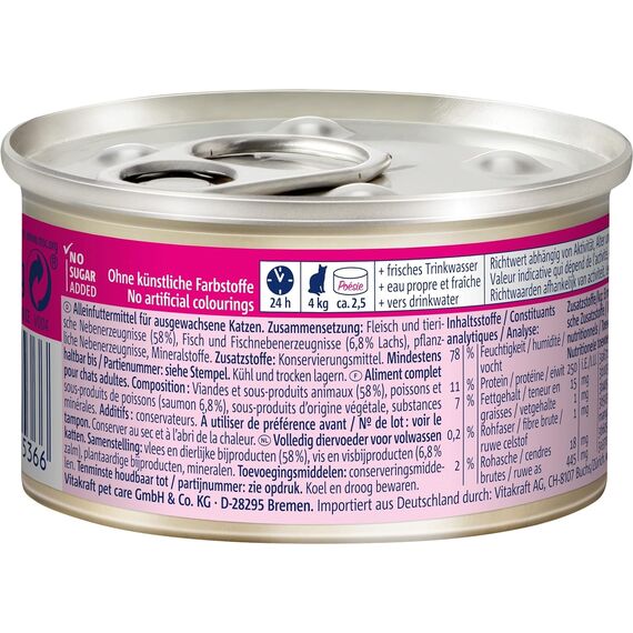 Vitakraft Poésie Mousse, Katzennassfutter, luftige Mousse mit Lachs, in Vorratsgröße, ohne Zusatz von Zucker (12x 85g)