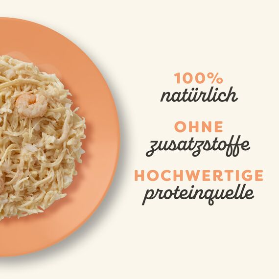 Applaws 100 % natürliches Nassfutter für ausgewachsene Katzen, Hähnchenbrust mit Garnelen in Brühe, 24 × 70 g Dosen