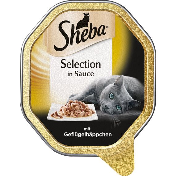 SHEBA Schale Nassfutter für Katzen Selection in Sauce mit Geflügelhäppchen 2 x 11 x 85g (Packung mit 2)