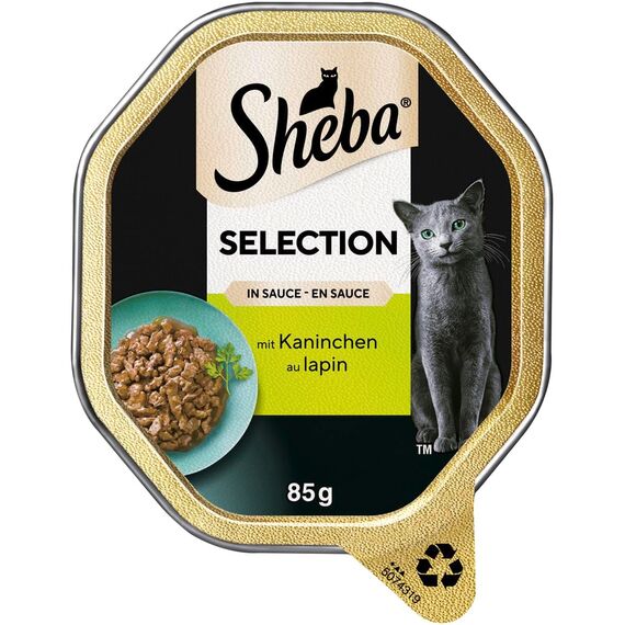 SHEBA Schale Nassfutter für Katzen Selection in Sauce mit Kaninchenhäppchen 2 x 11 x 85g